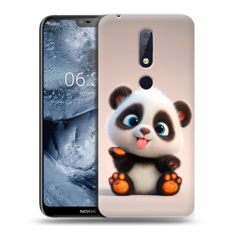 Силиконовый чехол на Nokia 6.1 Plus с принтом милая панда Силиконовый чехол на Nokia 6.1 Plus с принтом милая панда