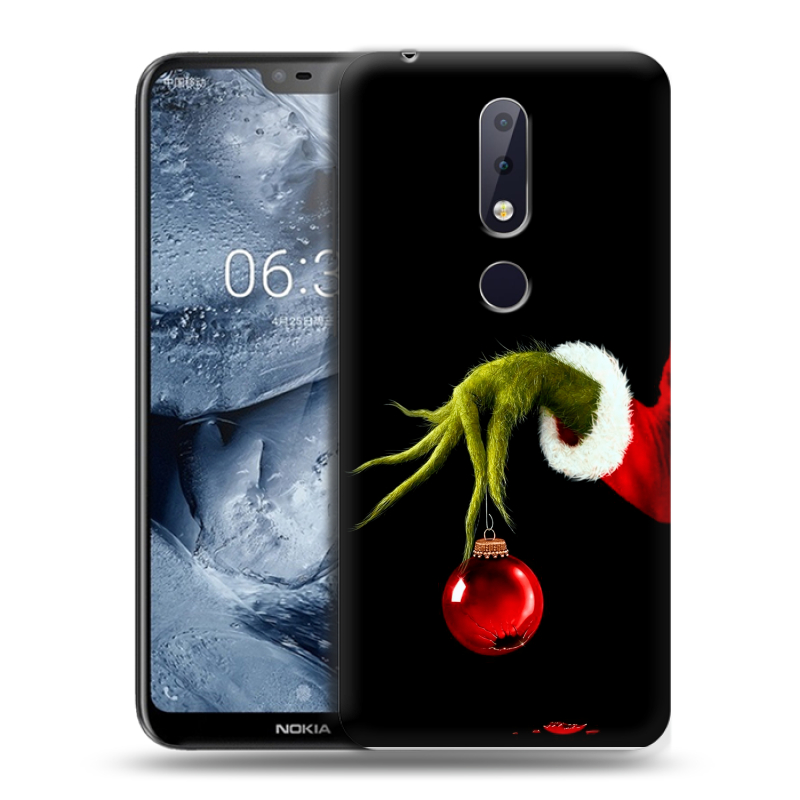 Силиконовый чехол на Nokia 6.1 Plus с принтом Новый год Гринч Силиконовый чехол на Nokia 6.1 Plus с принтом Новый год Гринч