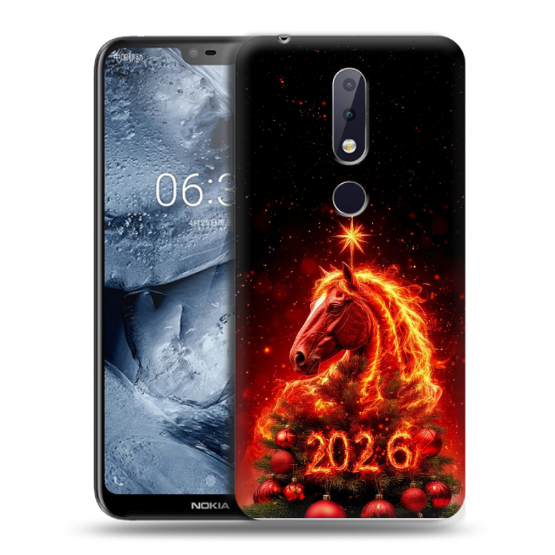 Силиконовый чехол на Nokia 6.1 Plus с принтом Новый год Силиконовый чехол на Nokia 6.1 Plus с принтом Новый год