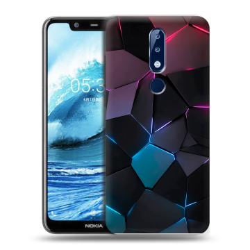 Силиконовый чехол на Nokia 5.1 Plus с принтом Геометрия неона