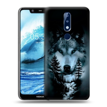 Силиконовый чехол на Nokia 5.1 Plus с принтом Лесной волк
