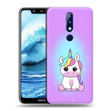 Силиконовый чехол на Nokia 5.1 Plus с принтом Единорог