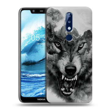 Силиконовый чехол на Nokia 5.1 Plus с принтом Волк