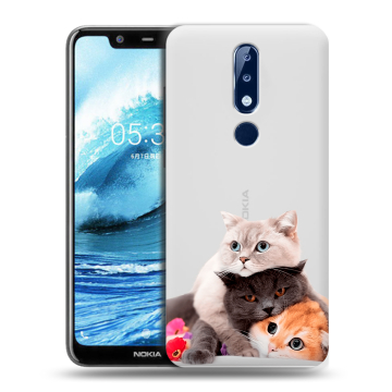 Силиконовый чехол на Nokia 5.1 Plus с принтом Кошки