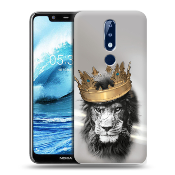Силиконовый чехол на Nokia 5.1 Plus с принтом Лев с короной