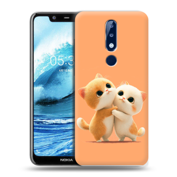 Силиконовый чехол на Nokia 5.1 Plus с принтом Милые котики