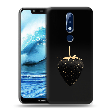 Силиконовый чехол на Nokia 5.1 Plus с принтом Черная клубника