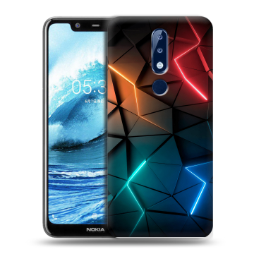Силиконовый чехол на Nokia 5.1 Plus с принтом Абстракция неон