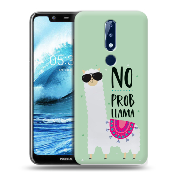 Силиконовый чехол на Nokia 5.1 Plus с принтом Лама