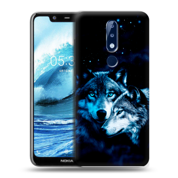 Силиконовый чехол на Nokia 5.1 Plus с принтом Волки