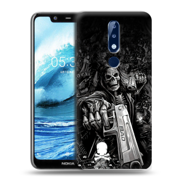 Силиконовый чехол на Nokia 5.1 Plus с принтом Скелет