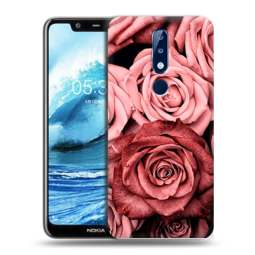 Силиконовый чехол на Nokia 5.1 Plus с принтом Цветы розы