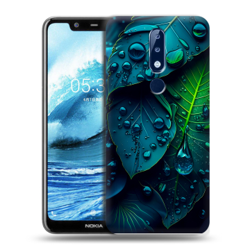Силиконовый чехол на Nokia 5.1 Plus с принтом Листья