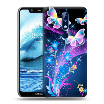 Силиконовый чехол на Nokia 5.1 Plus с принтом Бабочки Силиконовый чехол на Nokia 5.1 Plus с принтом Бабочки