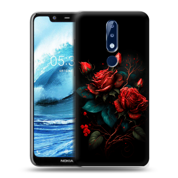 Силиконовый чехол на Nokia 5.1 Plus с принтом Розы красные Силиконовый чехол на Nokia 5.1 Plus с принтом Розы красные