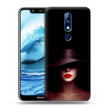Силиконовый чехол на Nokia 5.1 Plus с принтом Девушка в шляпе Силиконовый чехол на Nokia 5.1 Plus с принтом Девушка в шляпе