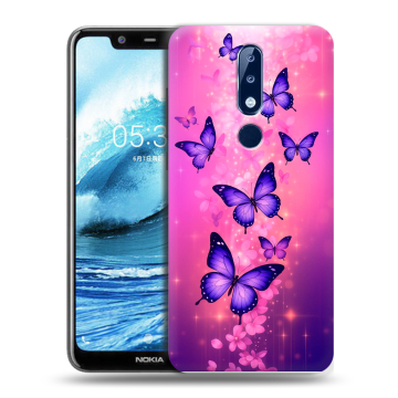 Силиконовый чехол на Nokia 5.1 Plus с принтом Бабочки Силиконовый чехол на Nokia 5.1 Plus с принтом Бабочки