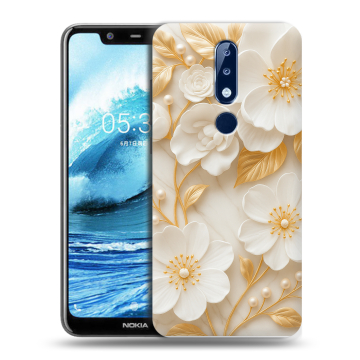 Силиконовый чехол на Nokia 5.1 Plus с принтом Цветы Силиконовый чехол на Nokia 5.1 Plus с принтом Цветы