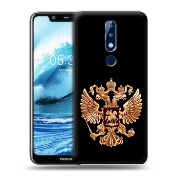 Силиконовый чехол на Nokia 5.1 Plus с принтом Герб России золотой Силиконовый чехол на Nokia 5.1 Plus с принтом Герб России золотой