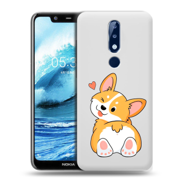 Силиконовый чехол на Nokia 5.1 Plus с принтом Корги Силиконовый чехол на Nokia 5.1 Plus с принтом Корги