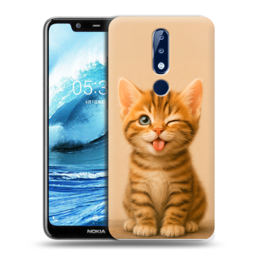 Силиконовый чехол на Nokia 5.1 Plus с принтом котенок Силиконовый чехол на Nokia 5.1 Plus с принтом котенок