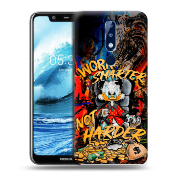 Силиконовый чехол на Nokia 5.1 Plus с принтом Дональд Дак Деньги Силиконовый чехол на Nokia 5.1 Plus с принтом Дональд Дак Деньги