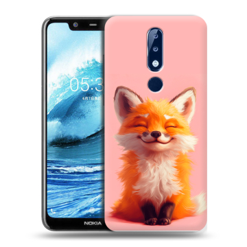 Силиконовый чехол на Nokia 5.1 Plus с принтом милая лиса Силиконовый чехол на Nokia 5.1 Plus с принтом милая лиса