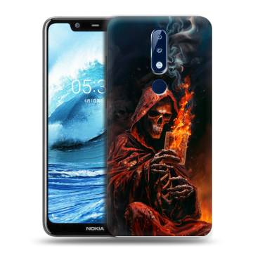 Силиконовый чехол на Nokia 5.1 Plus с принтом Скелет и карты Силиконовый чехол на Nokia 5.1 Plus с принтом Скелет и карты