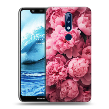 Силиконовый чехол на Nokia 5.1 Plus с принтом цветы пионы Силиконовый чехол на Nokia 5.1 Plus с принтом цветы пионы