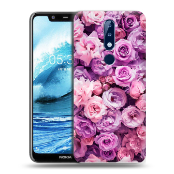 Силиконовый чехол на Nokia 5.1 Plus с принтом лавандовые розы