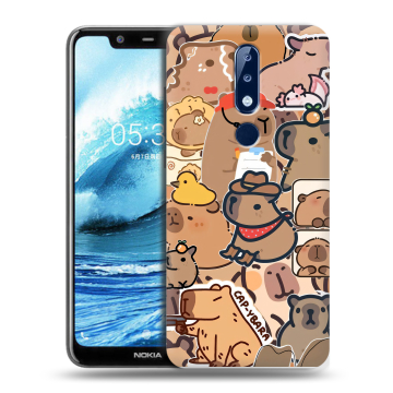 Силиконовый чехол на Nokia 5.1 Plus с принтом капибара Силиконовый чехол на Nokia 5.1 Plus с принтом капибара
