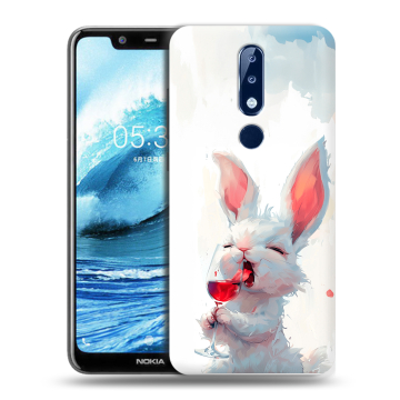 Силиконовый чехол на Nokia 5.1 Plus с принтом кролик зайчик Силиконовый чехол на Nokia 5.1 Plus с принтом кролик зайчик