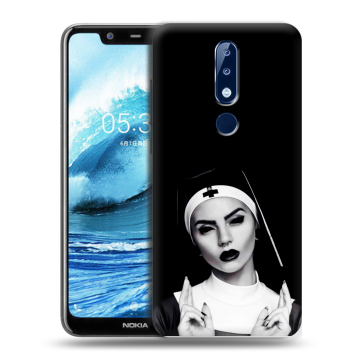 Силиконовый чехол на Nokia 5.1 Plus с принтом монашка Силиконовый чехол на Nokia 5.1 Plus с принтом монашка