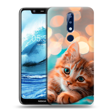 Силиконовый чехол на Nokia 5.1 Plus с принтом котик Силиконовый чехол на Nokia 5.1 Plus с принтом котик