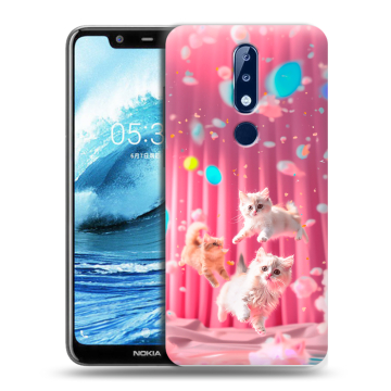 Силиконовый чехол на Nokia 5.1 Plus с принтом милые котики