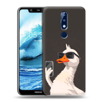 Силиконовый чехол на Nokia 5.1 Plus с принтом утка в очках Силиконовый чехол на Nokia 5.1 Plus с принтом утка в очках