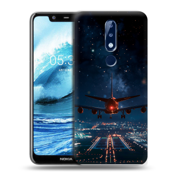 Силиконовый чехол на Nokia 5.1 Plus с принтом самолет Силиконовый чехол на Nokia 5.1 Plus с принтом самолет