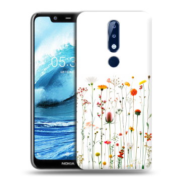 Силиконовый чехол на Nokia 5.1 Plus с принтом цветы Силиконовый чехол на Nokia 5.1 Plus с принтом цветы