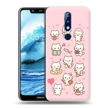 Силиконовый чехол на Nokia 5.1 Plus с принтом Hello Kitty Хелоу Кити Силиконовый чехол на Nokia 5.1 Plus с принтом Hello Kitty Хелоу Кити