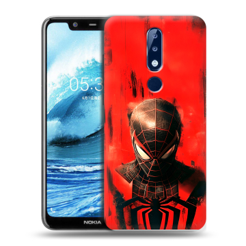Силиконовый чехол на Nokia 5.1 Plus с принтом человек паук spiderman Силиконовый чехол на Nokia 5.1 Plus с принтом человек паук spiderman