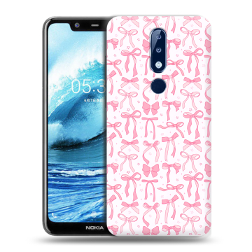Силиконовый чехол на Nokia 5.1 Plus с принтом Розовые бантики Силиконовый чехол на Nokia 5.1 Plus с принтом Розовые бантики