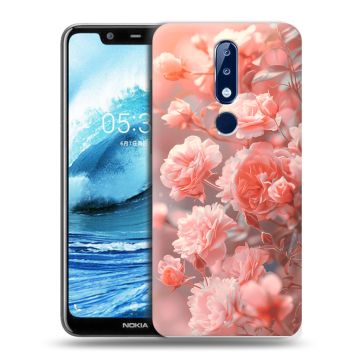 Силиконовый чехол на Nokia 5.1 Plus с принтом Розы цветы Силиконовый чехол на Nokia 5.1 Plus с принтом Розы цветы