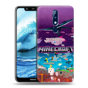 Силиконовый чехол на Nokia 5.1 Plus с принтом Майнкрафт Minecraft Силиконовый чехол на Nokia 5.1 Plus с принтом Майнкрафт Minecraft
