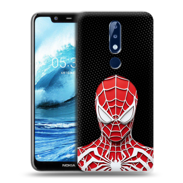 Силиконовый чехол на Nokia 5.1 Plus с принтом человек паук spiderman Силиконовый чехол на Nokia 5.1 Plus с принтом человек паук spiderman