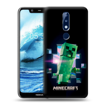 Силиконовый чехол на Nokia 5.1 Plus с принтом Майнкрафт Minecraft Силиконовый чехол на Nokia 5.1 Plus с принтом Майнкрафт Minecraft