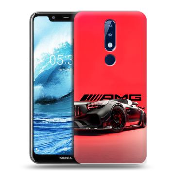 Силиконовый чехол на Nokia 5.1 Plus с принтом Мерседес Mercedes AMG
