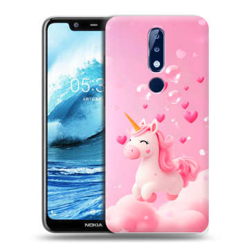 Силиконовый чехол на Nokia 5.1 Plus с принтом Единорог Силиконовый чехол на Nokia 5.1 Plus с принтом Единорог