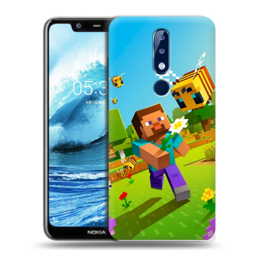 Силиконовый чехол на Nokia 5.1 Plus с принтом Майнкрафт Minecraft Силиконовый чехол на Nokia 5.1 Plus с принтом Майнкрафт Minecraft