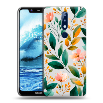 Силиконовый чехол на Nokia 5.1 Plus с принтом Цветы паттерн