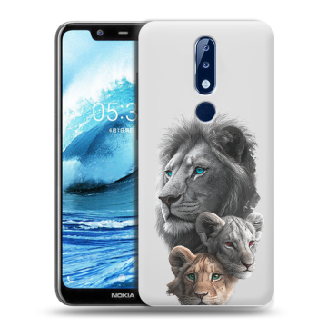 Силиконовый чехол на Nokia 5.1 Plus с принтом Львы